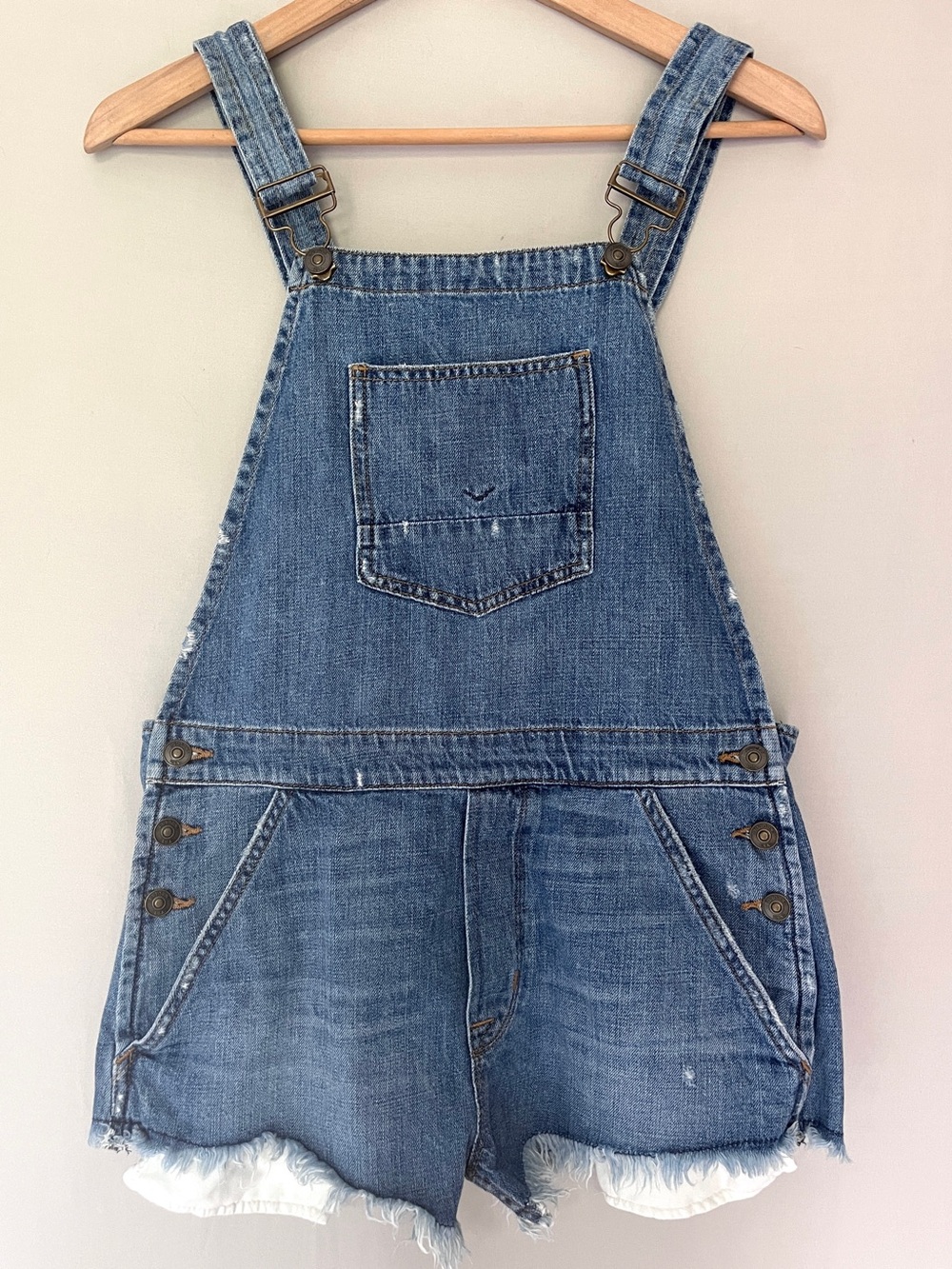 Hudson Shortalls Light Wash Denim Overall Shorts XS